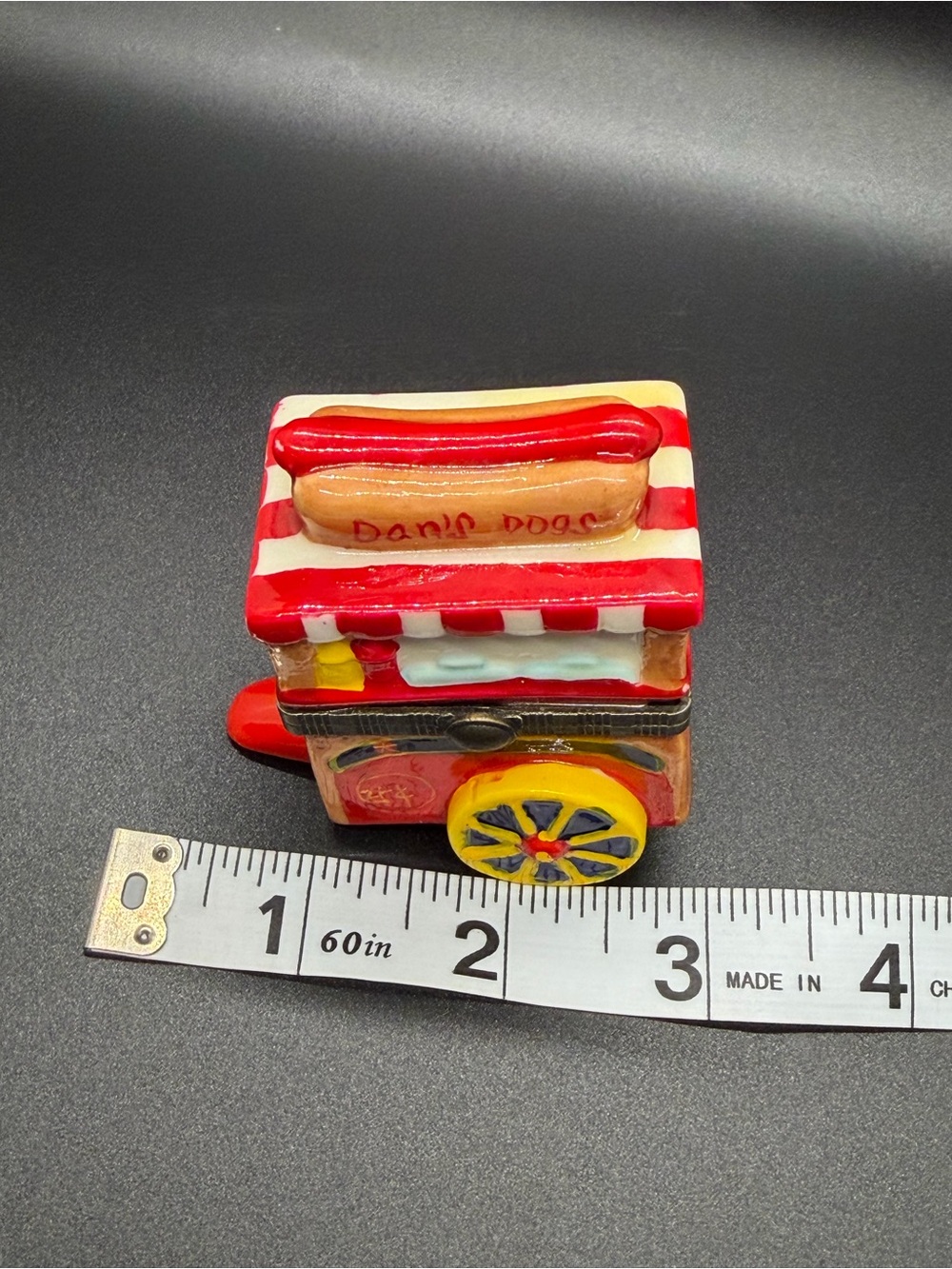 Hotdog Stand Cart Hinged Trinket Box With Hotdog Trinket - Picture 5 of 6